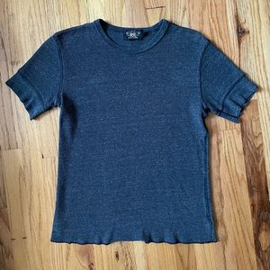 RRL Double Ralph Lauren Label Ribbed Thermal Short Sleeved T-Shirt Gray Sz Small
